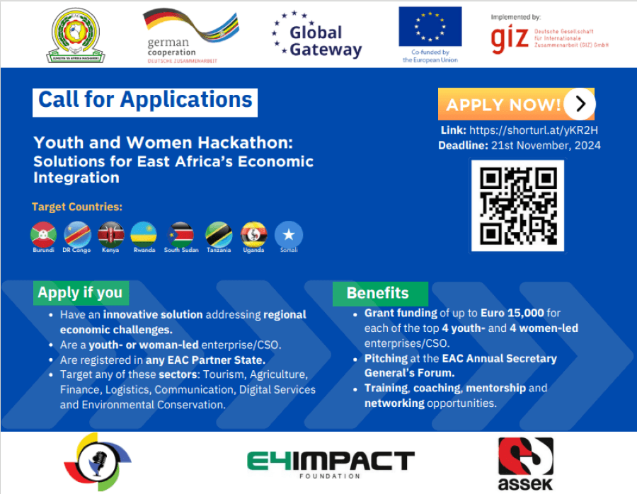 Call for Applications for the Youth and Women Innovations to Enhance East Africa’s Economic Integration (GIZ)