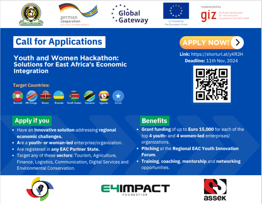 Call for Applications for the Youth and Women Innovations to Enhance East Africa’s Economic Integration (GIZ)